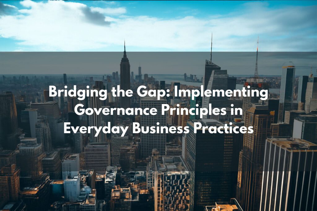 cityscape with text overlay about governance